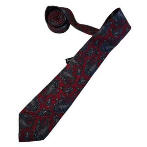 Keys and Lockwood Mens Tie Necktie Red and Blue Paisley Print